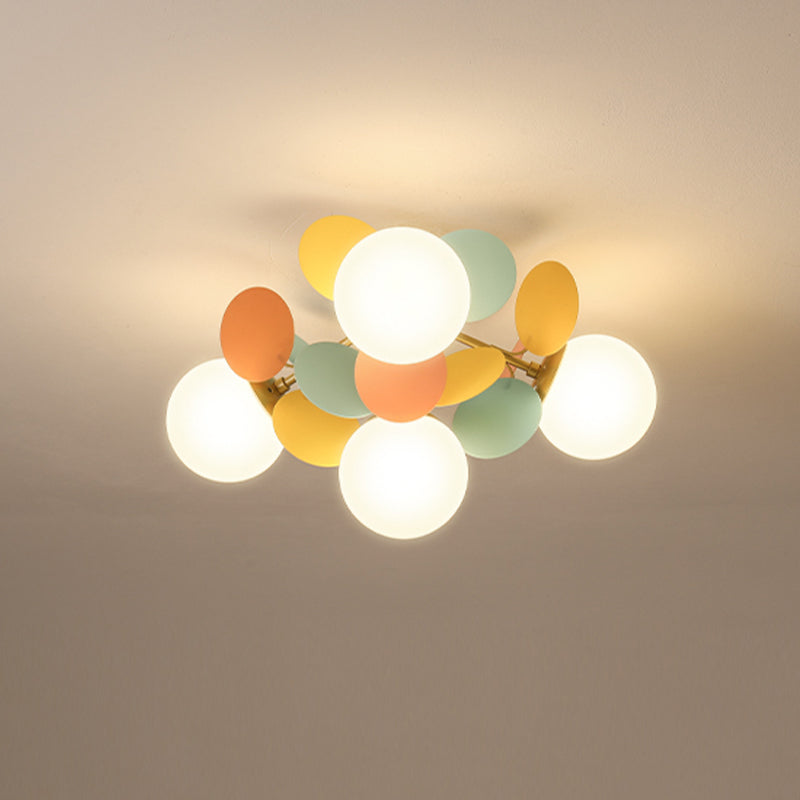 Macaron Style Sputnik Shape Flush Mount Glass Ceiling Light for Bedroom