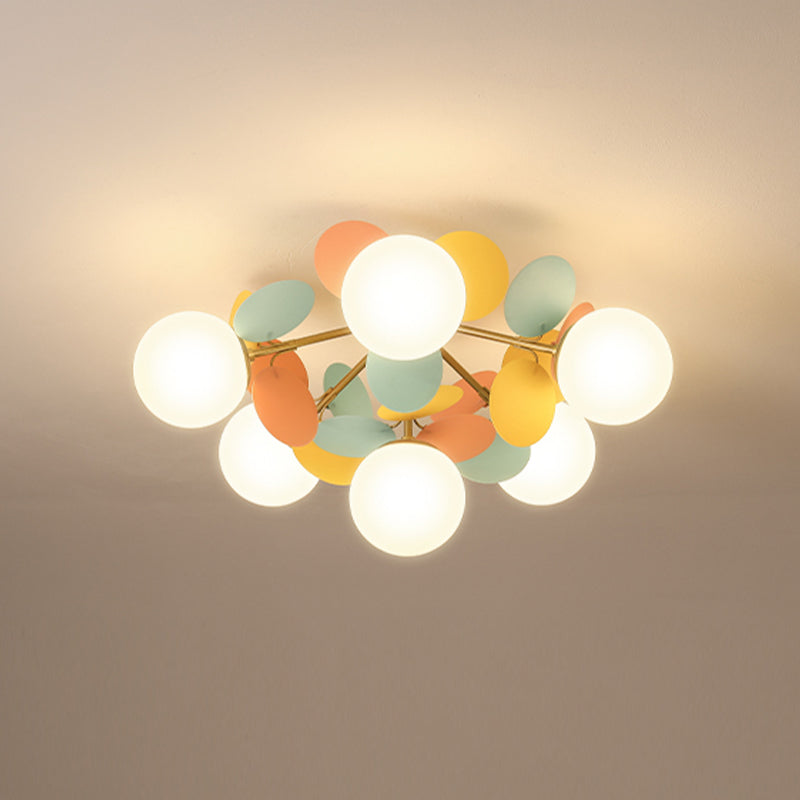 Macaron Style Sputnik Shape Flush Mount Glass Ceiling Light for Bedroom
