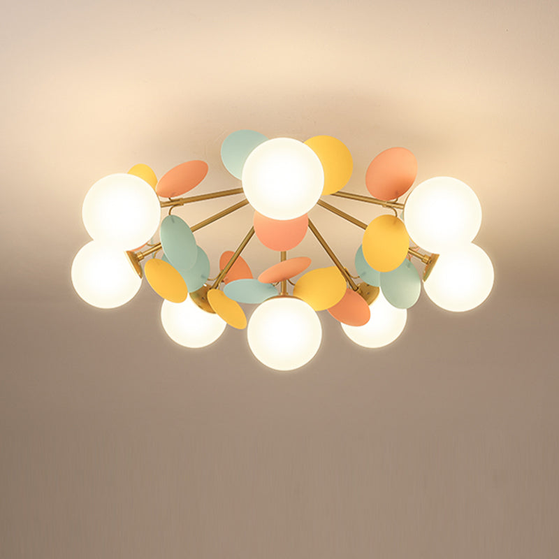 Macaron Style Sputnik Shape Flush Mount Glass Ceiling Light for Bedroom