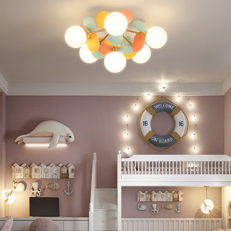 Macaron Style Sputnik Shape Flush Mount Glass Ceiling Light for Bedroom