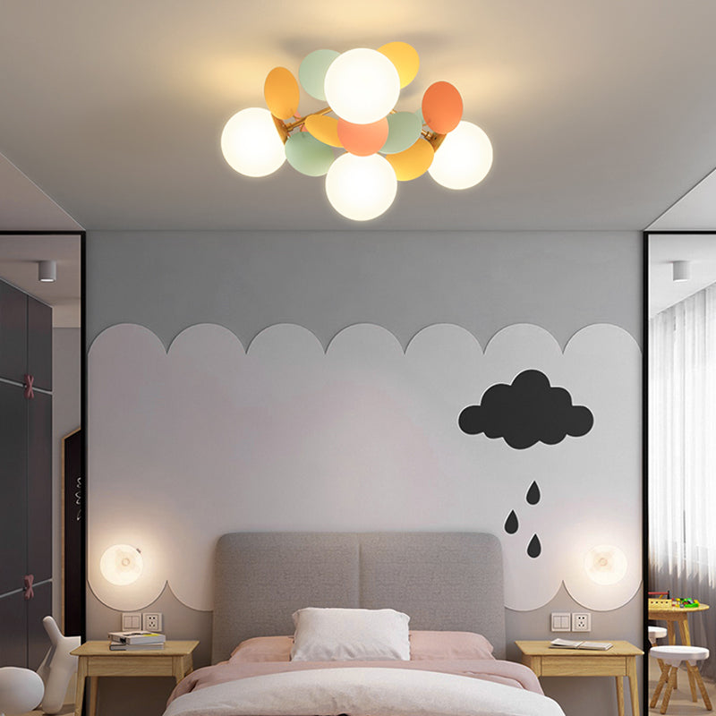 Macaron Style Sputnik Shape Flush Mount Glass Ceiling Light for Bedroom