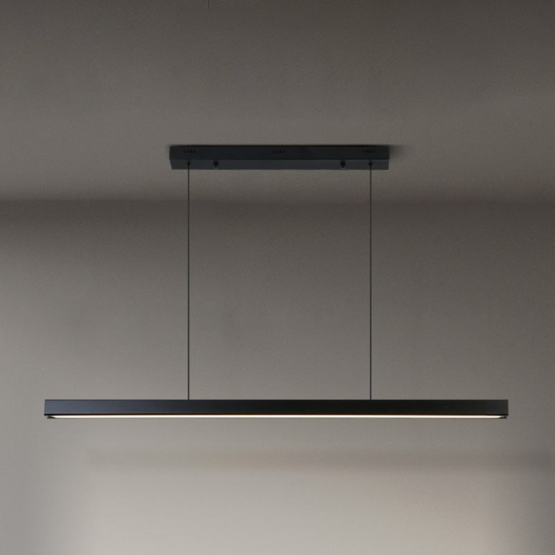 Simple Shape Hanging Island Light Modern Chandelier Light Fixture in Black for Dining Room