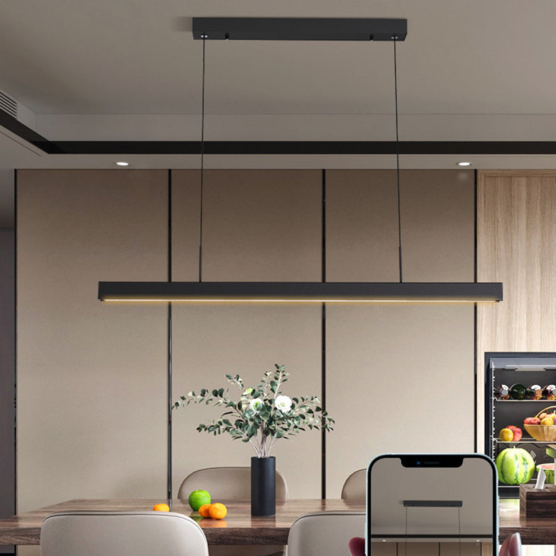 Simple Shape Hanging Island Light Modern Chandelier Light Fixture in Black for Dining Room