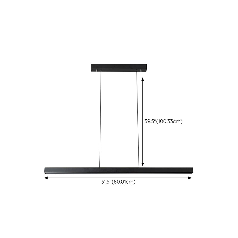 Simple Shape Hanging Island Light Modern Chandelier Light Fixture in Black for Dining Room