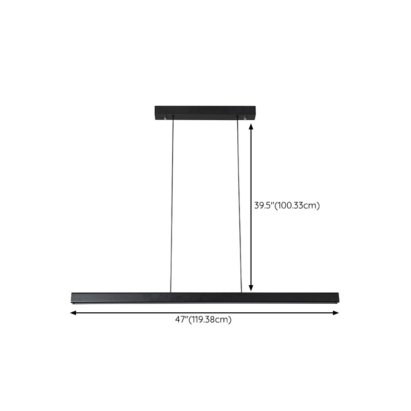 Simple Shape Hanging Island Light Modern Chandelier Light Fixture in Black for Dining Room