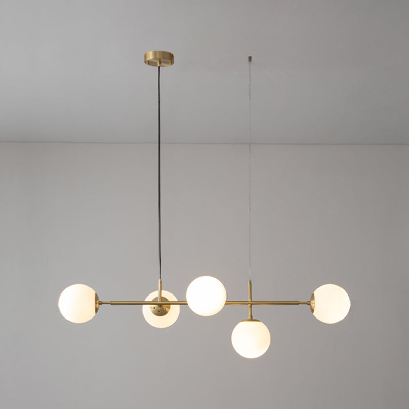 Modern Style Ball Shape Island Pendants Glass Pendant Lights in Gold for Dining Room