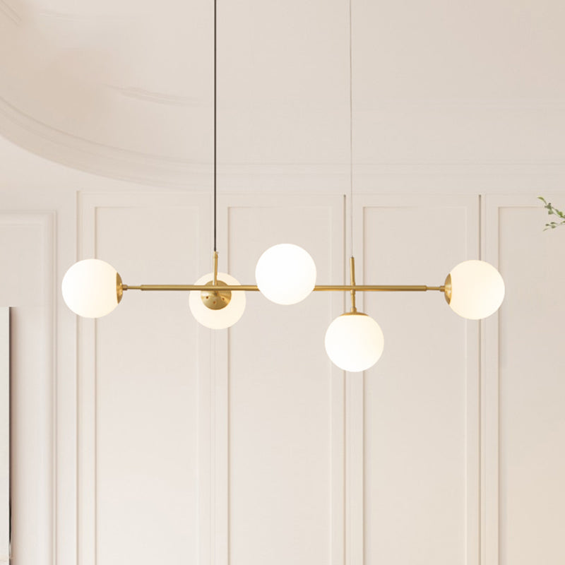 Modern Style Ball Shape Island Pendants Glass Pendant Lights in Gold for Dining Room