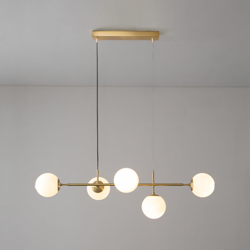 Modern Style Ball Shape Island Pendants Glass Pendant Lights in Gold for Dining Room