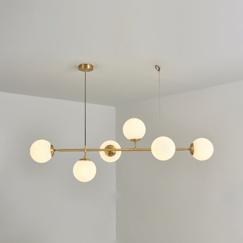 Modern Style Ball Shape Island Pendants Glass Pendant Lights in Gold for Dining Room