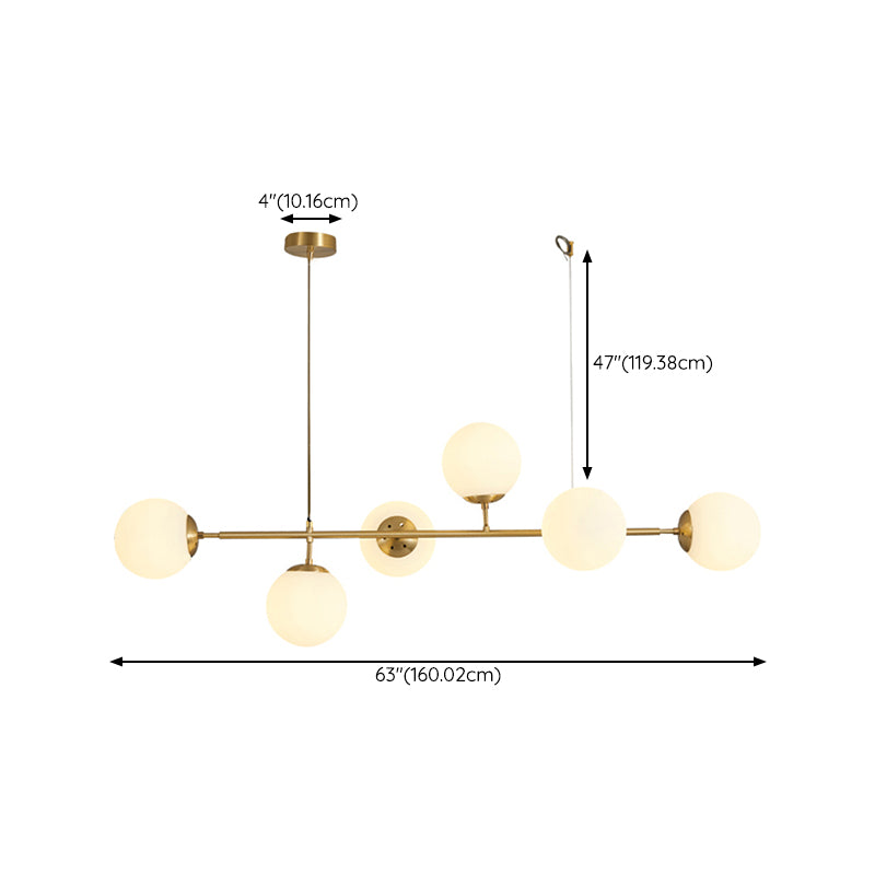 Modern Style Ball Shape Island Pendants Glass Pendant Lights in Gold for Dining Room