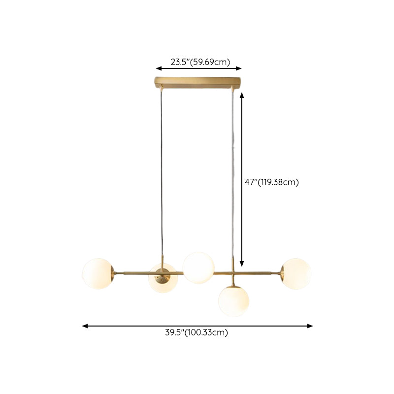 Modern Style Ball Shape Island Pendants Glass Pendant Lights in Gold for Dining Room