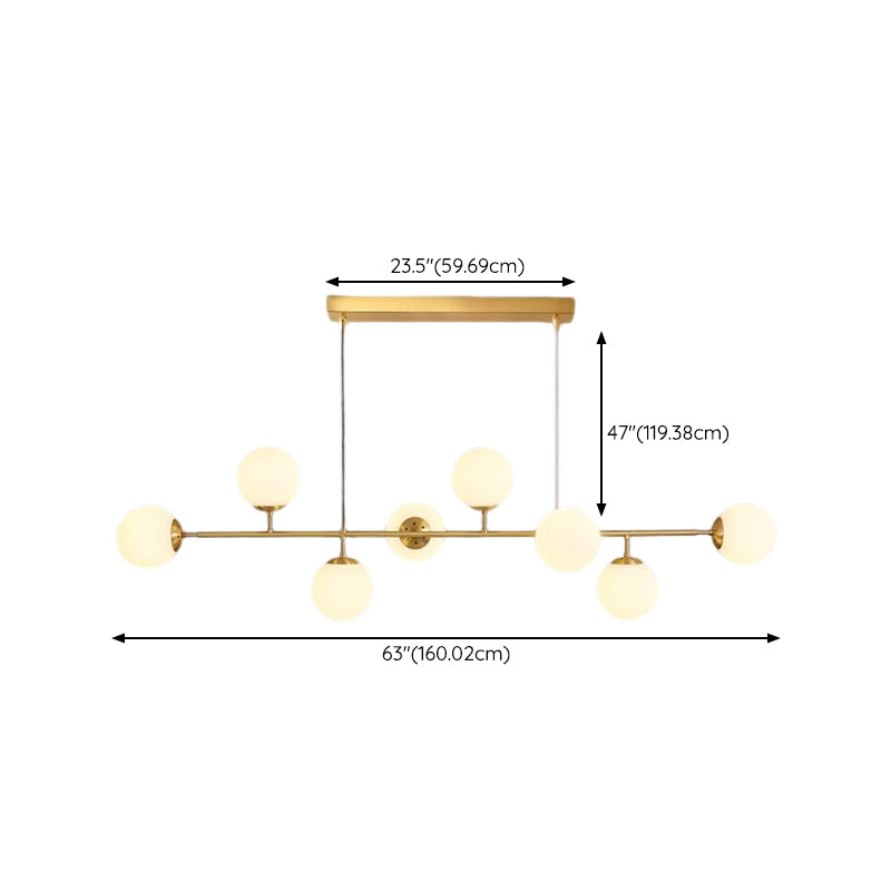 Modern Style Ball Shape Island Pendants Glass Pendant Lights in Gold for Dining Room