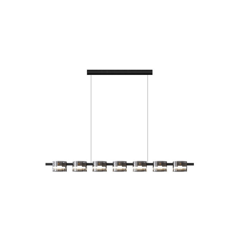 Modern Chandelier Lighting Fixtures Glass Hanging Lamp Kit in Black for Living Room