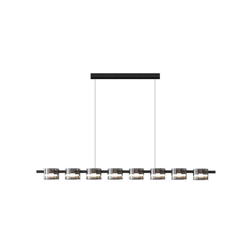 Modern Chandelier Lighting Fixtures Glass Hanging Lamp Kit in Black for Living Room