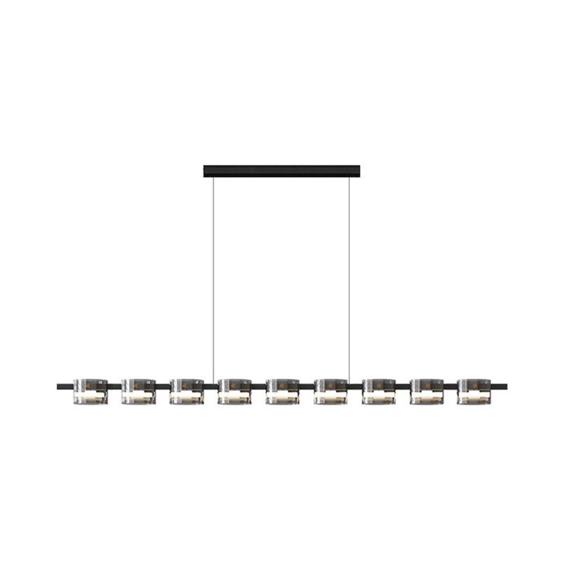 Modern Chandelier Lighting Fixtures Glass Hanging Lamp Kit in Black for Living Room