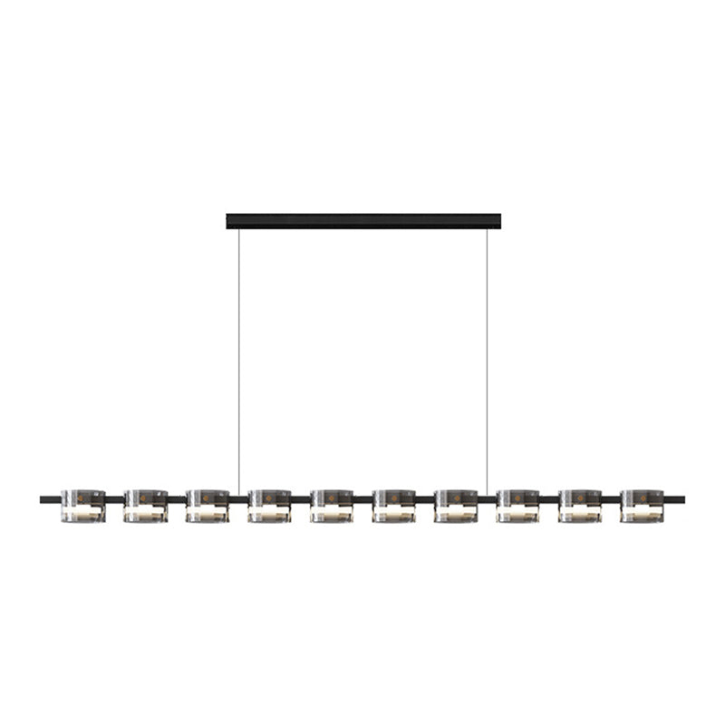 Modern Chandelier Lighting Fixtures Glass Hanging Lamp Kit in Black for Living Room