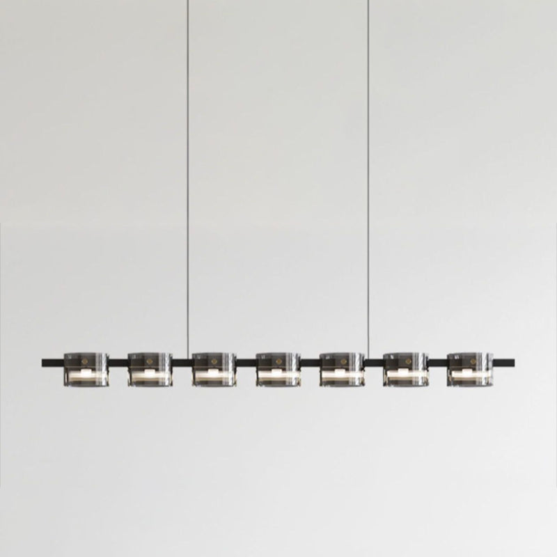 Modern Chandelier Lighting Fixtures Glass Hanging Lamp Kit in Black for Living Room