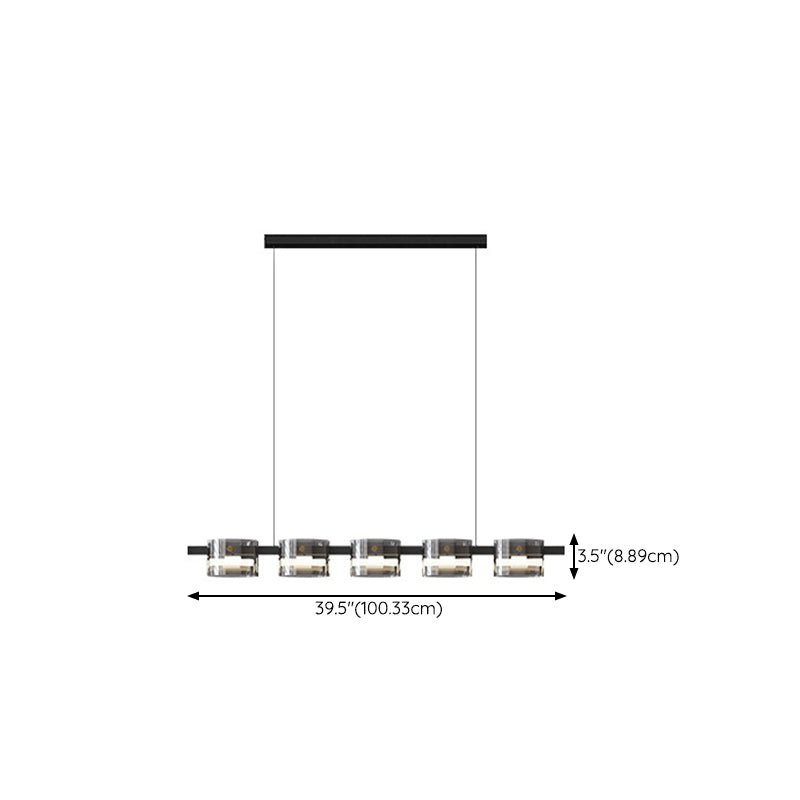 Modern Chandelier Lighting Fixtures Glass Hanging Lamp Kit in Black for Living Room