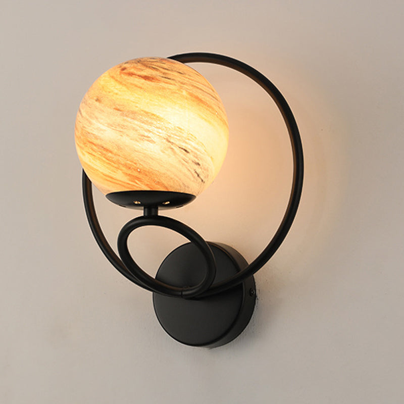 Black/Golden Metal Wall Light Modern Globe Lighting for Foyer