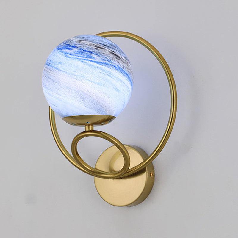 Black/Golden Metal Wall Light Modern Globe Lighting for Foyer