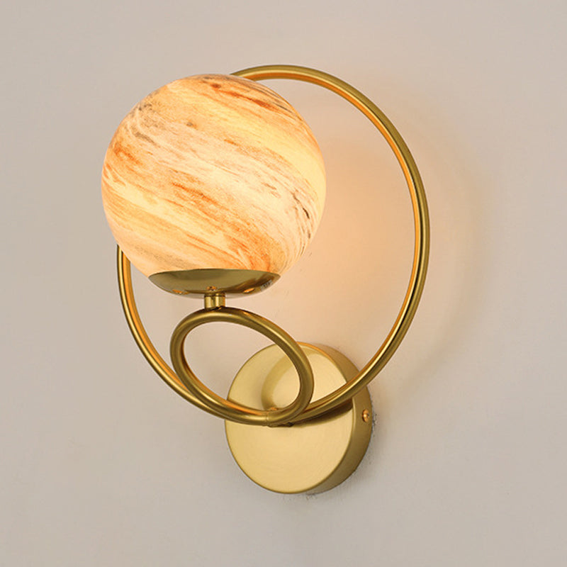 Black/Golden Metal Wall Light Modern Globe Lighting for Foyer