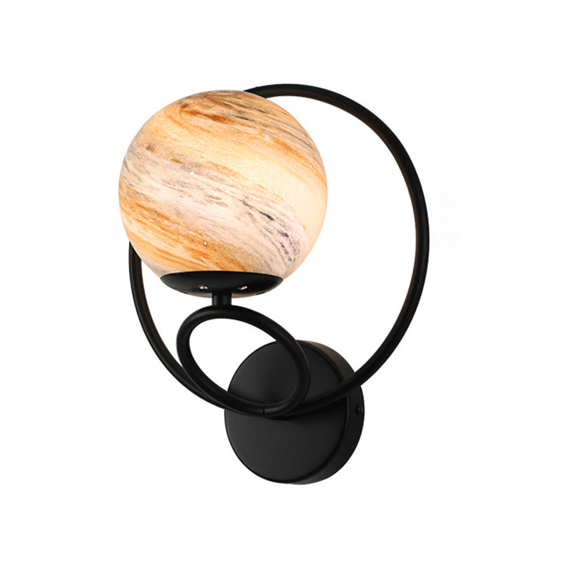 Black/Golden Metal Wall Light Modern Globe Lighting for Foyer