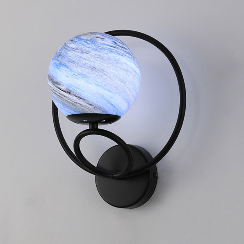 Black/Golden Metal Wall Light Modern Globe Lighting for Foyer
