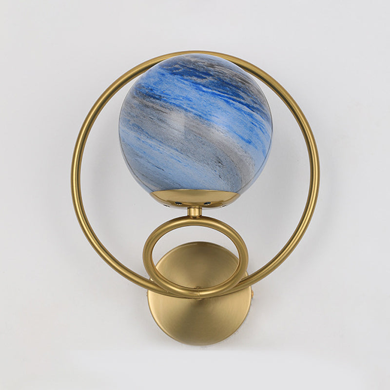 Black/Golden Metal Wall Light Modern Globe Lighting for Foyer