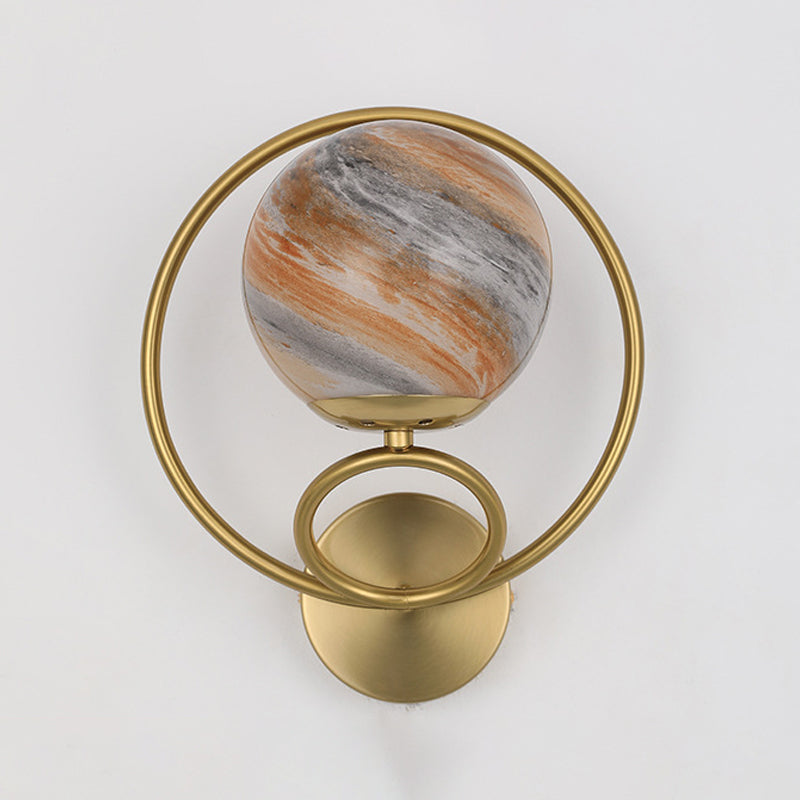 Black/Golden Metal Wall Light Modern Globe Lighting for Foyer