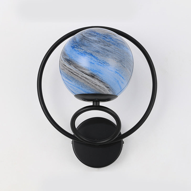 Black/Golden Metal Wall Light Modern Globe Lighting for Foyer