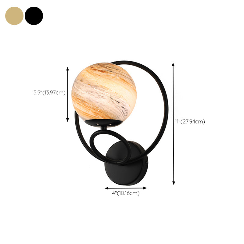 Black/Golden Metal Wall Light Modern Globe Lighting for Foyer
