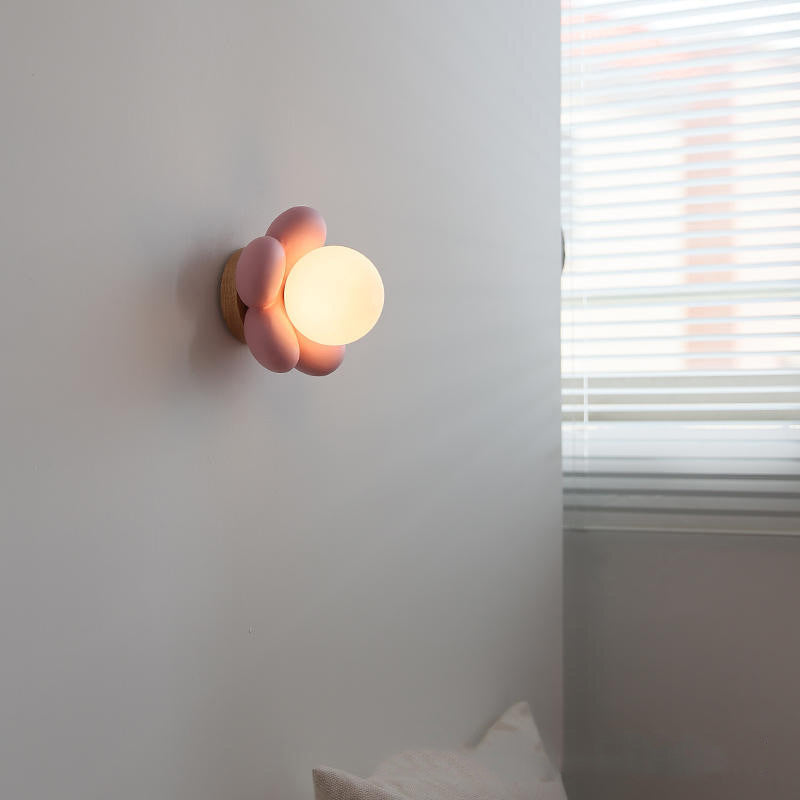 White/Pink Wood Lighting Modernism Wall Light for Foyer Home