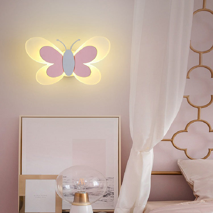 Pink/Blue Wall Light Contemporary Butterfly Lighting for Living Room