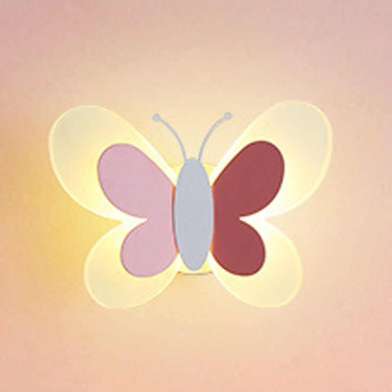Pink/Blue Wall Light Contemporary Butterfly Lighting for Living Room