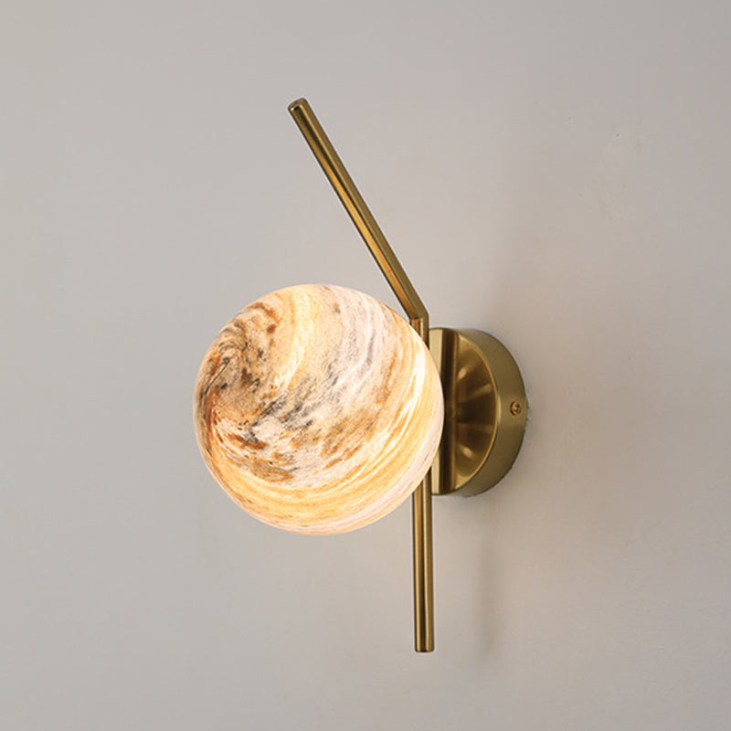 Modernism Black/Golden Wall Light Glass Shaded Lighting for Dining Room