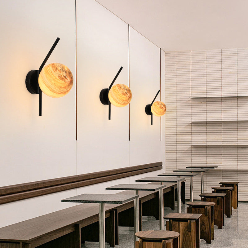 Modernism Black/Golden Wall Light Glass Shaded Lighting for Dining Room