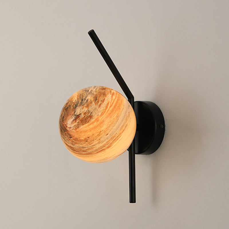 Modernism Black/Golden Wall Light Glass Shaded Lighting for Dining Room