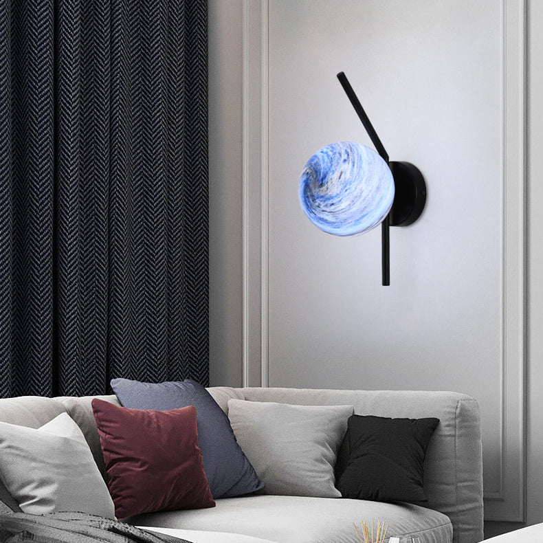 Modernism Black/Golden Wall Light Glass Shaded Lighting for Dining Room