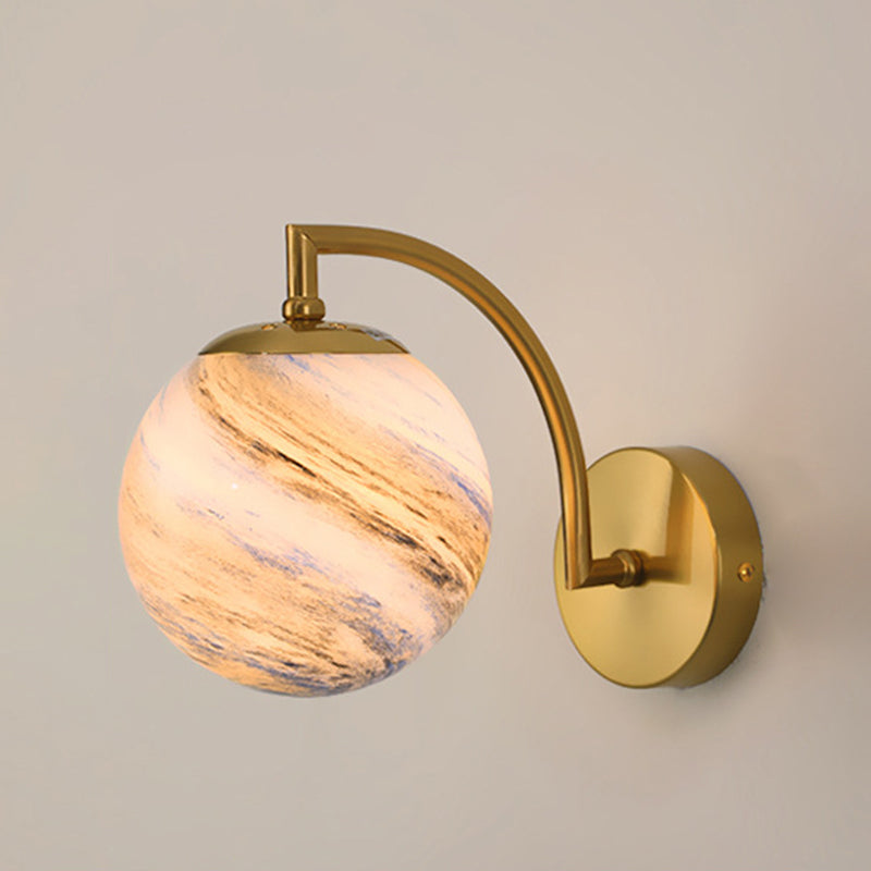 Contemporary Wall Sconce Globe Glass Wall Light Fixture for Bedroom