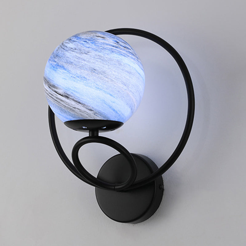 Contemporary Wall Sconce Globe Glass Wall Light Fixture for Living Room
