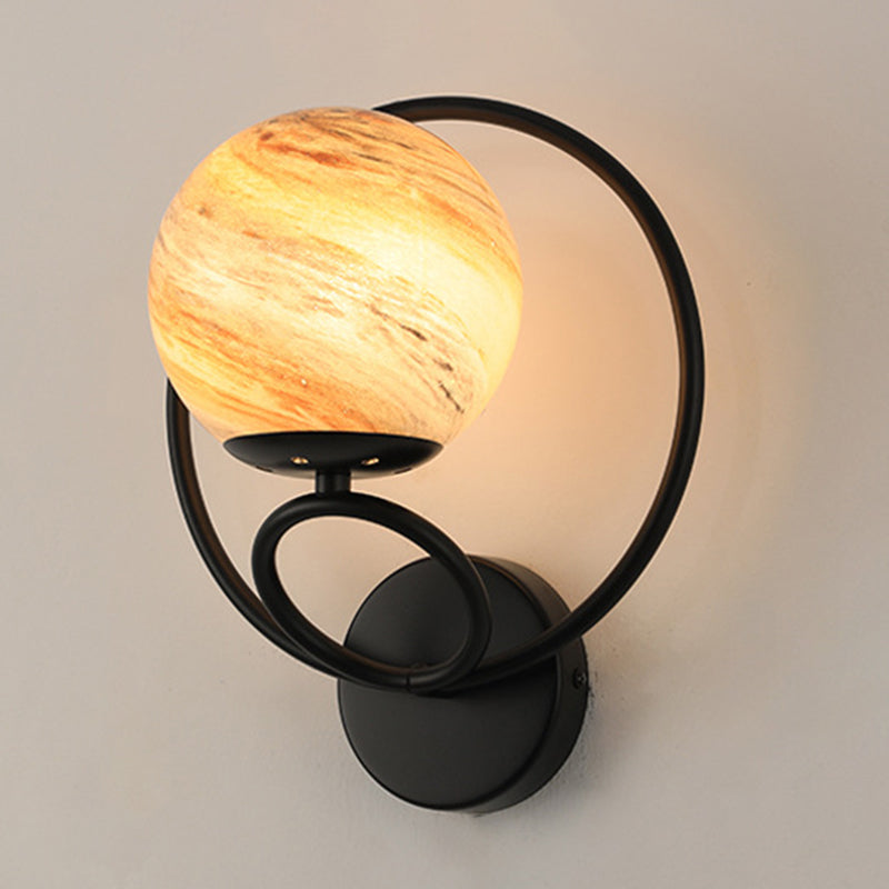 Contemporary Wall Sconce Globe Glass Wall Light Fixture for Living Room