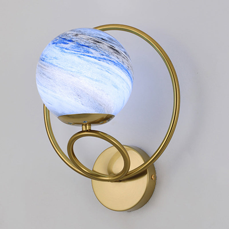 Contemporary Wall Sconce Globe Glass Wall Light Fixture for Living Room