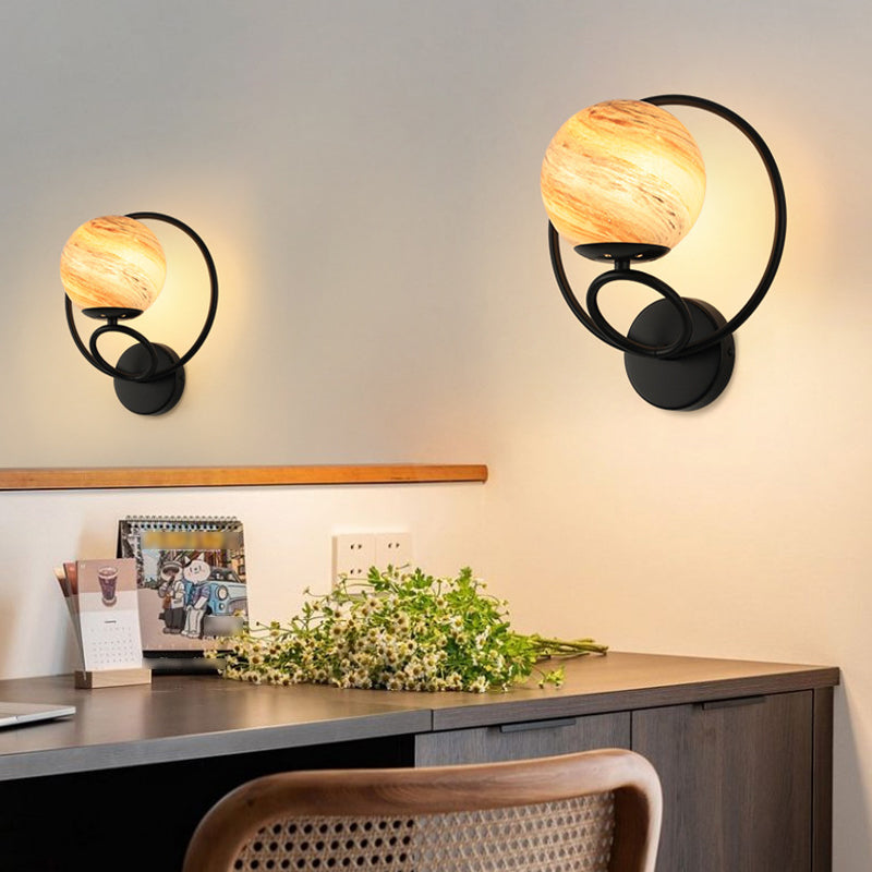 Contemporary Wall Sconce Globe Glass Wall Light Fixture for Living Room