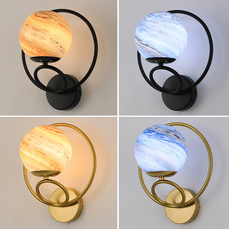 Contemporary Wall Sconce Globe Glass Wall Light Fixture for Living Room