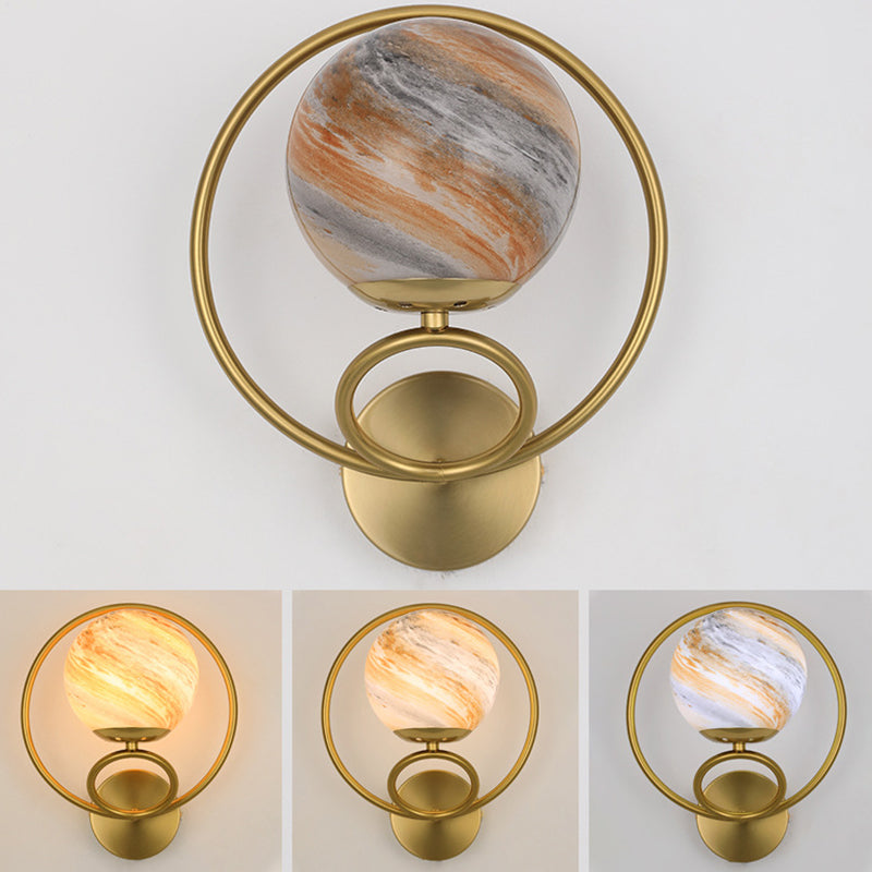 Contemporary Wall Sconce Globe Glass Wall Light Fixture for Living Room