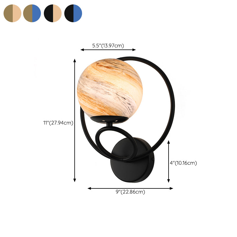 Contemporary Wall Sconce Globe Glass Wall Light Fixture for Living Room