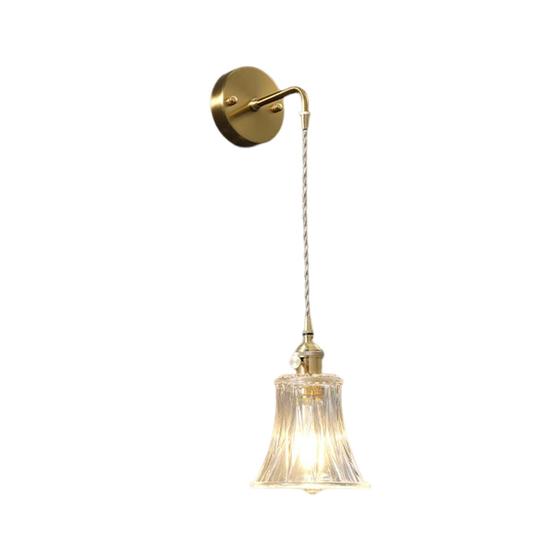 Geometric Shape Glass Vanity Lamp Modern Style 1 Light Vanity Light Fixture in Brass