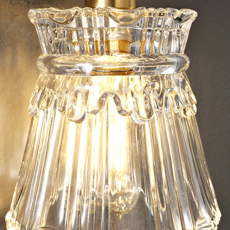 Geometric Shape Glass Vanity Lamp Modern Style 1 Light Vanity Light Fixture in Brass