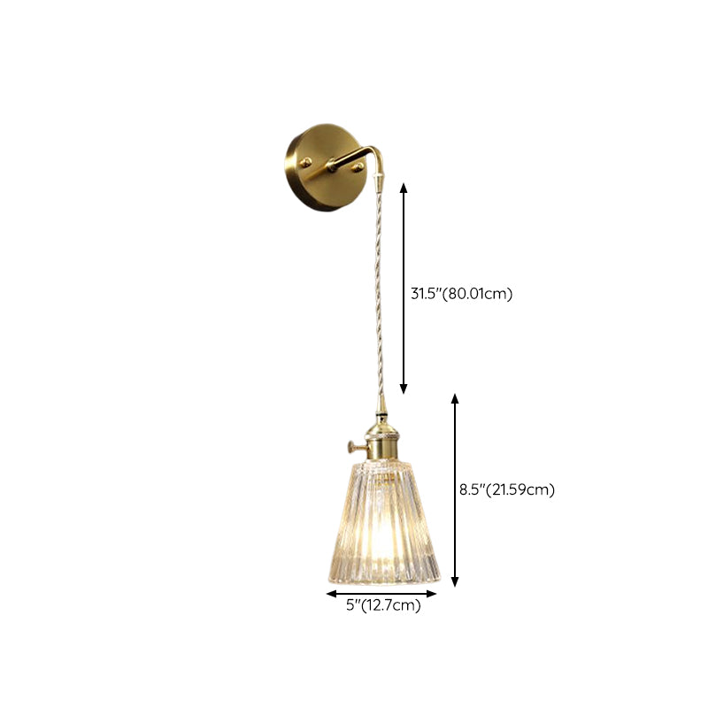 Geometric Shape Glass Vanity Lamp Modern Style 1 Light Vanity Light Fixture in Brass