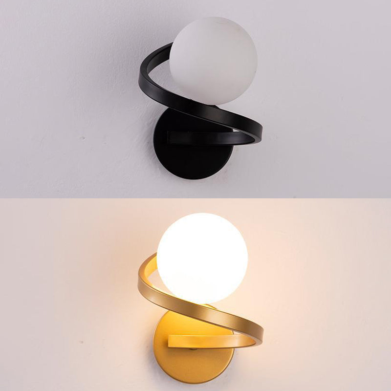 Contemporary Bath Vanity Lighting Globe Shaded Black/Golden Vanity Light for Bathroom